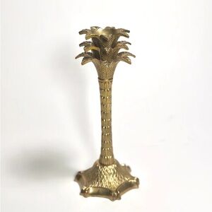 Vintage Brass Candle Stick, Palm Tree